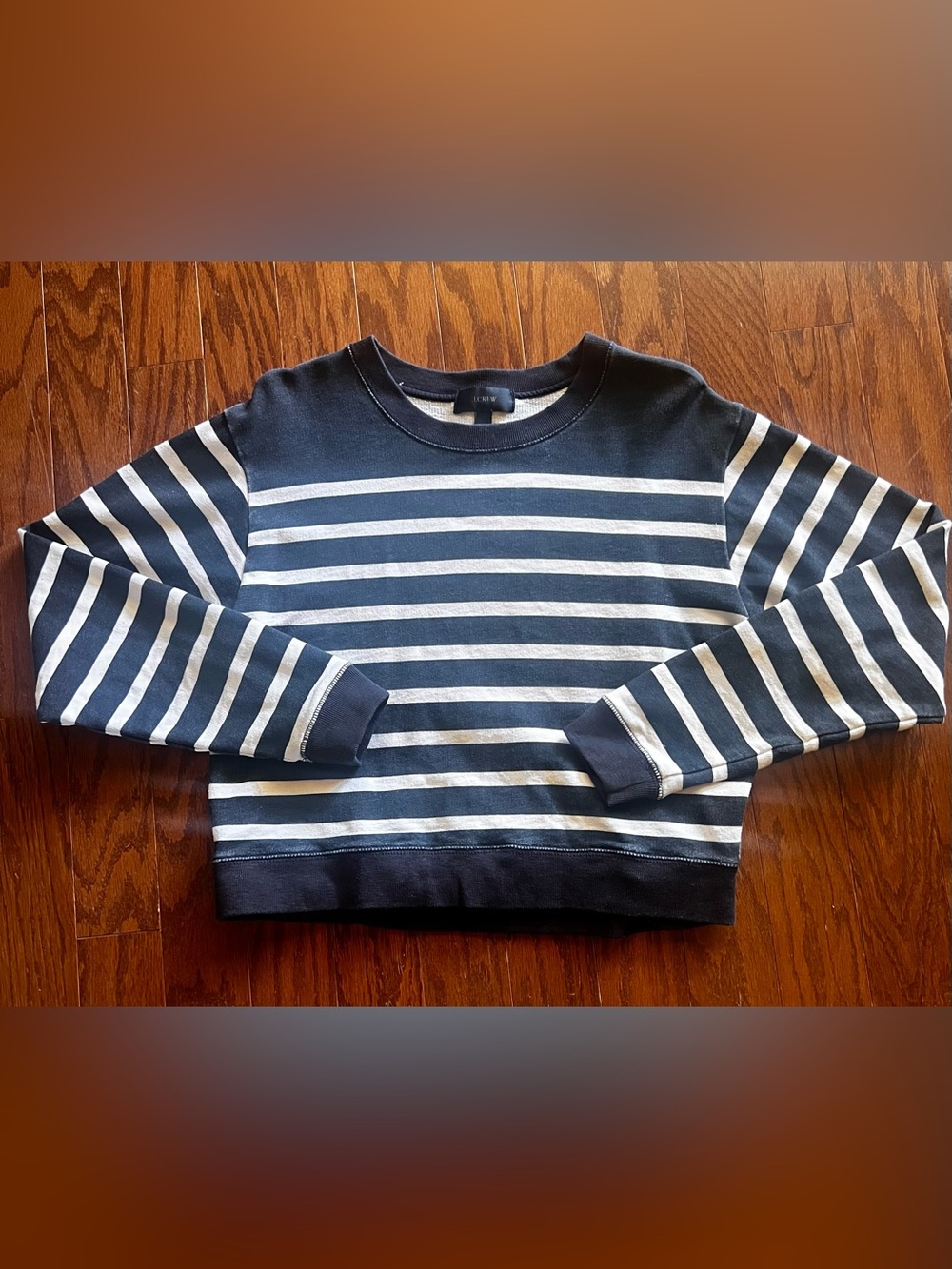 J. Crew Women's Small Gray and White Striped Sweatshirt